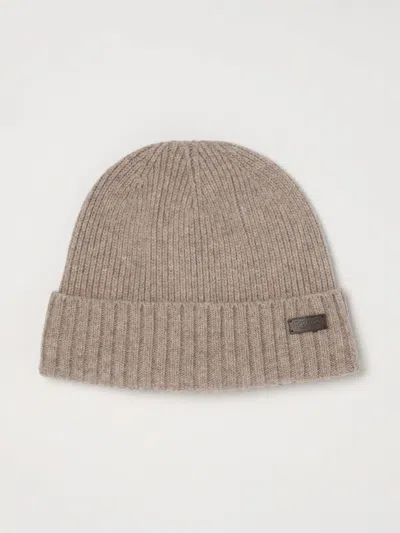 Barbour Carlton Ribbed Wool-blend Beanie With Turn-up Cuff And Logo Patch In Neutral