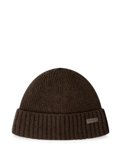 Barbour Carlton Ribbed-knit Beanie Hat In Brown