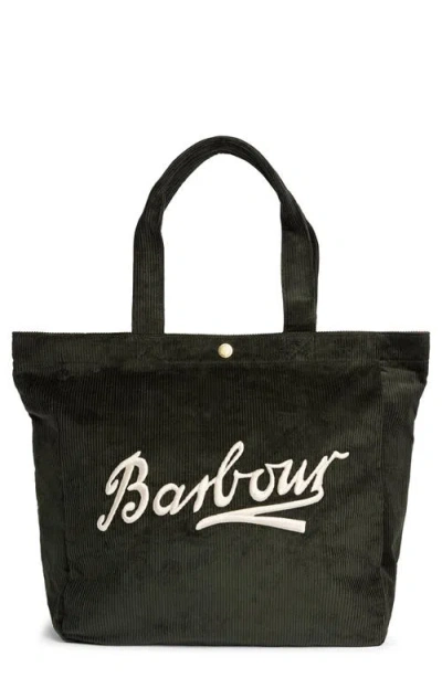 Barbour Carrick Cord Tote Bag In Black