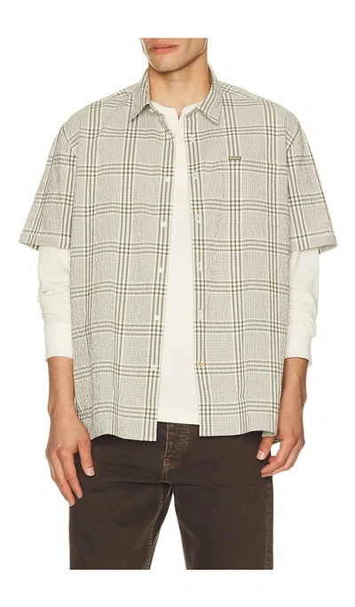 Barbour Carrock Plaid Seersucker Short Sleeve Button-up Shirt In Green
