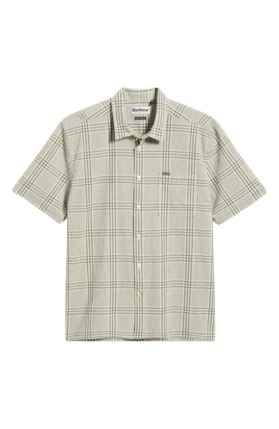 Barbour Carrock Plaid Seersucker Short Sleeve Button-up Shirt In Green
