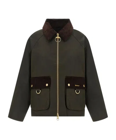 Barbour Carville Hooded Jacket Corduroy Collar Pockets In Brown