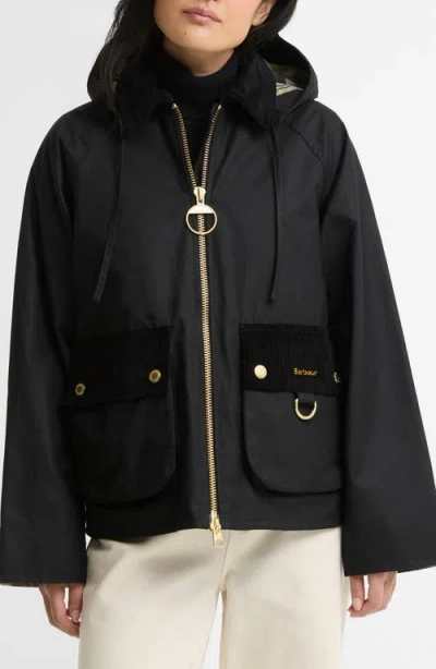 Barbour Carville Waxed Cotton Jacket In Black