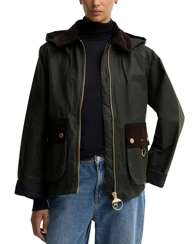 Barbour Carville Waxed Cotton Jacket In Black