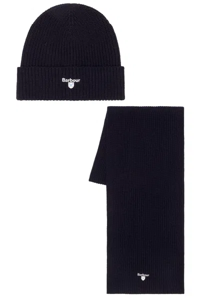 Barbour Cascade Beanie & Scarf Set In Black