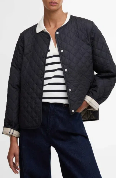 Barbour Cashel Collarless Quilted Jacket In Blue