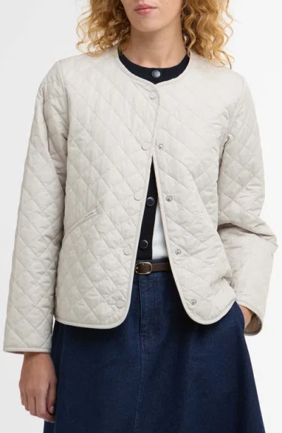 Barbour Cashel Collarless Quilted Jacket In White