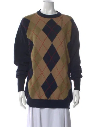 Pre-owned Barbour Cashmere Plaid Print Sweater In Blue