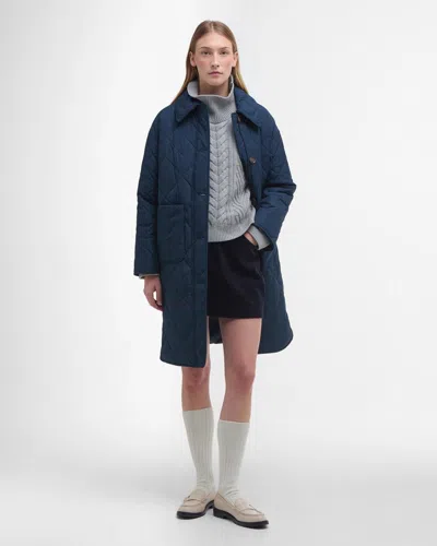 Barbour Cassandra Womens Quilted Coat In Blue