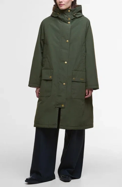 Barbour Catalina Hooded Water Resistant Coat In Green