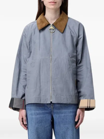 Barbour Catlin Corduroy-collar Jacket In Gray
