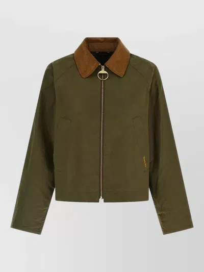 Barbour Catlin Jacket Long Sleeves Contrast Collar In Green