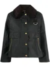 Barbour Oversized Jacket With Ribbed Collar  In Green