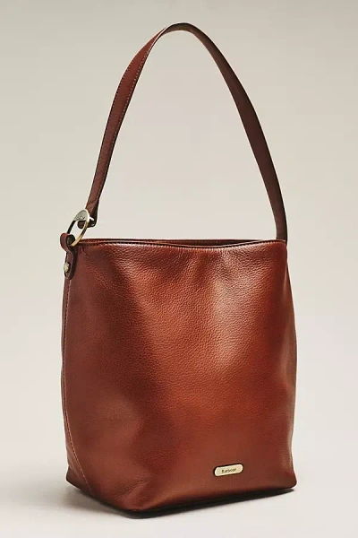 Barbour Cedar Large Leather Bucket Bag In Brown