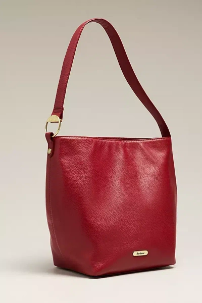 Barbour Cedar Large Leather Bucket Bag In Red