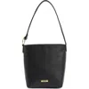 Barbour Cedar Leather Bucket Tote In Black