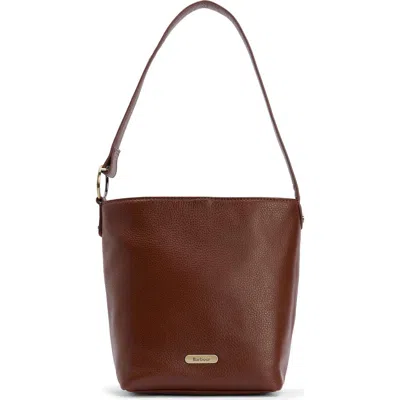 Barbour Cedar Leather Bucket Tote In Brown
