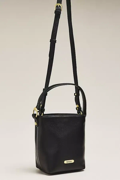 Barbour Cedar Mini Leather Bucket Bag In Black