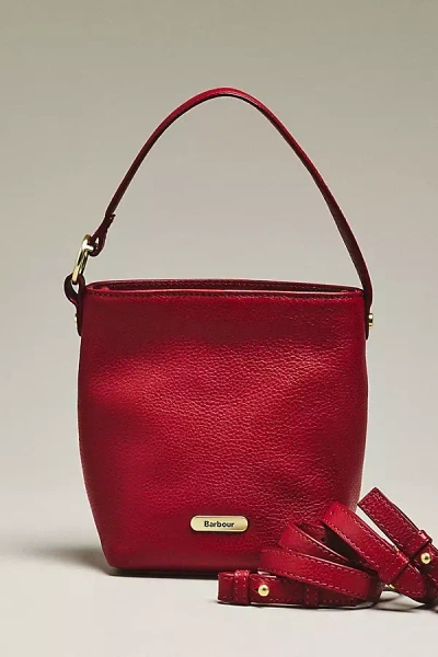 Barbour Cedar Mini Leather Bucket Bag In Red