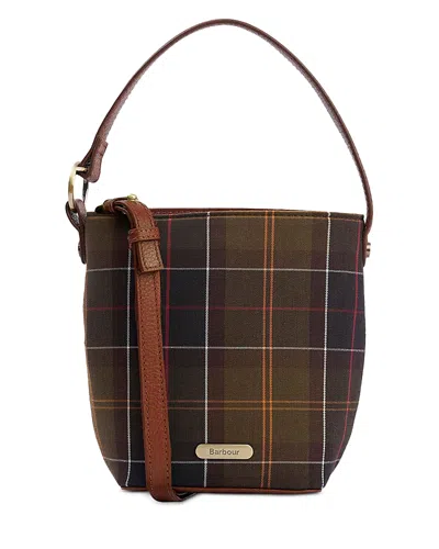 Barbour Cedar Mini Tartan Bucket Bag In Brown