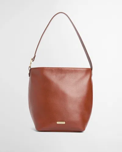 Barbour Cedar Womens Large Leather Bucket Bag In Brown