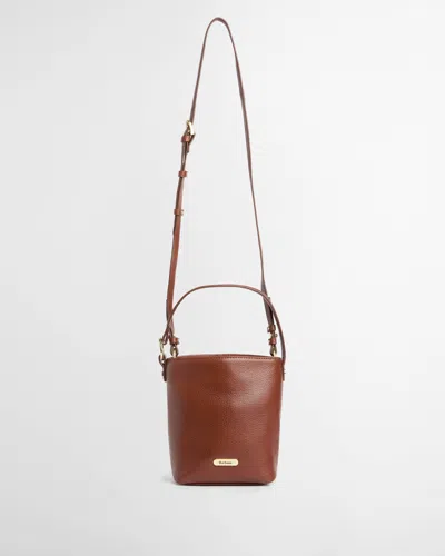 Barbour Cedar Womens Mini Leather Bucket Bag In Brown