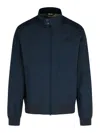 Barbour 'royston' Navy Waxed Cotton Bomber Jacket In Dark Blue