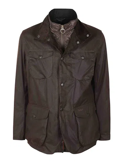 Barbour Double Waxed Cotton Jacket In Negro