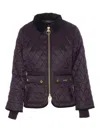Barbour Quilted Jacket With Long Sleeves And Pockets In Purple