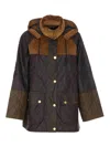Barbour Quilted Corduroy-panels Puffer Jacket In Brown