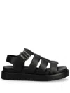 Barbour Otterburn Classic Black Leather Fisherman Sandals In Black