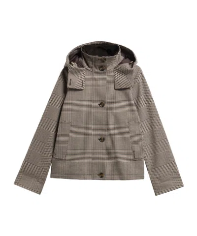 Barbour Check Hooded Short Jacket In Gray