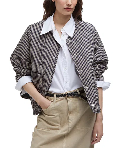 Barbour Check Monroe Quilt Jacket In Navy,sand Gingham