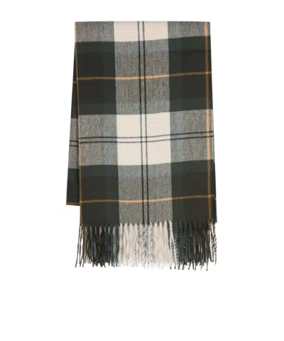 BARBOUR CHECK-PATTERN FRINGED SCARF