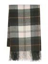 Barbour Check-pattern Fringed Scarf In Green