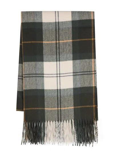 BARBOUR CHECK-PATTERN FRINGED SCARF