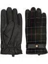 BARBOUR CHECK-PATTERN LEATHER GLOVES