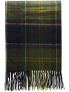 Barbour Plaid Wool Blend Scarf With Fringes In Yellow