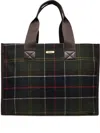 Barbour Check-pattern Tote Bag In Green