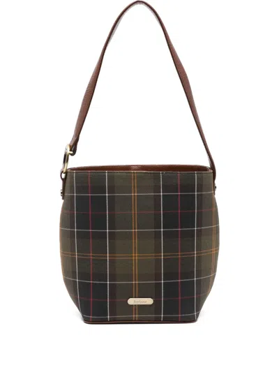 Barbour Check-pattern Tote Bag In Green