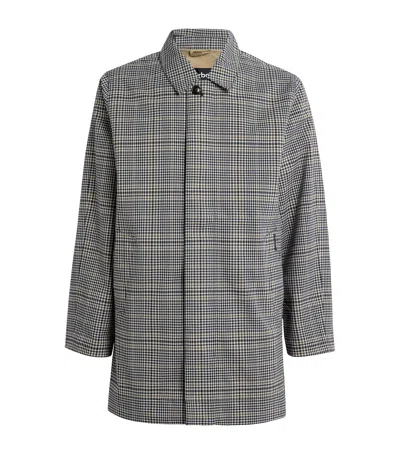 Barbour Roking Check-pattern Single-breasted Coat In Gray