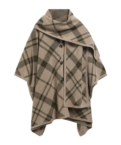Barbour Checked Cape-style Jacket In Brown