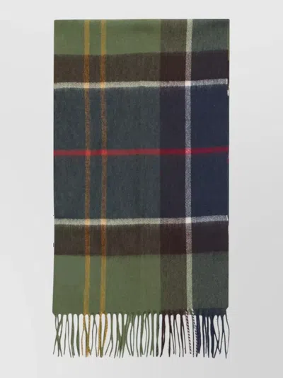 Barbour Checkered Scarf With Fringes In Multi