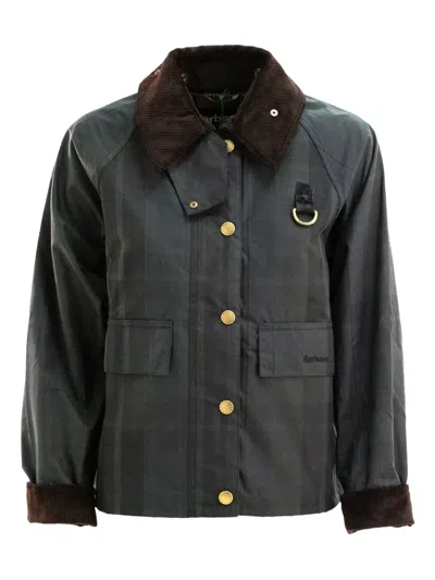 Barbour Checked Corduroy-collar Jacket In Black