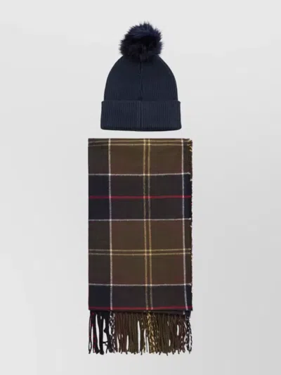 Barbour Checked Fringe Scarf In Multi