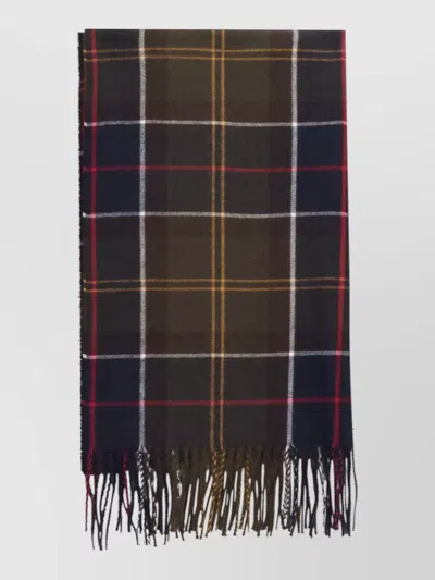 Barbour Checked Fringed Scarf