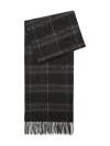 Barbour Checked Fringed Scarf In Gray