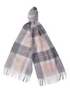 Barbour Checked Fringed Scarf In Gray