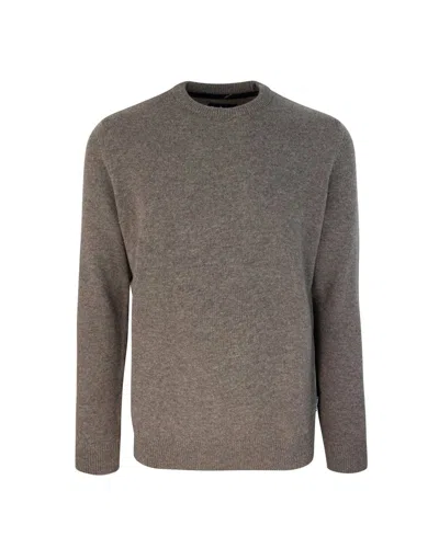 Barbour Checked-panel Crewneck Jumper In Grey
