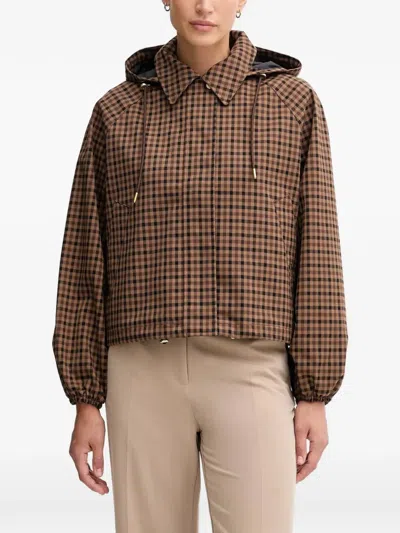 Barbour Checked Hooded Jacket In Brown